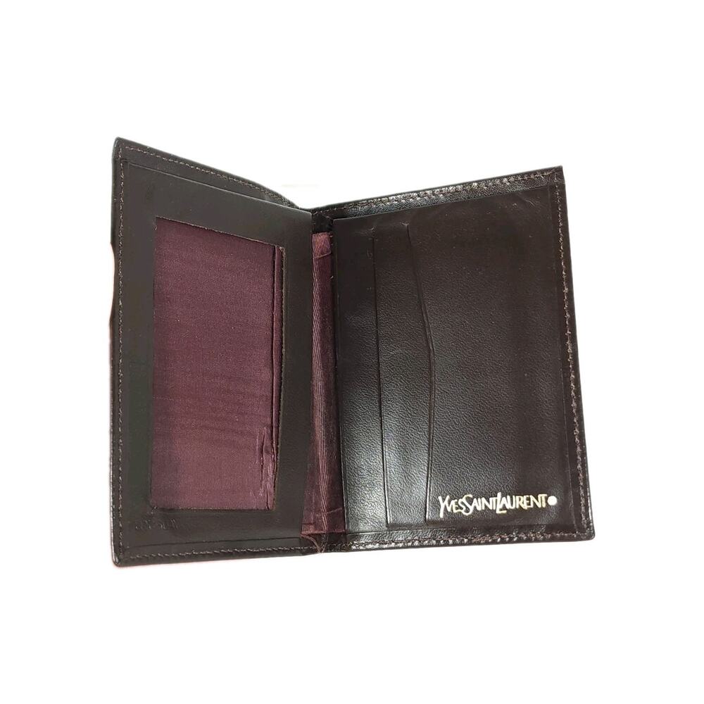 VTG YSL Yves Saint Laurent Men's Brown Leather Vintage Small Bifold Wallet